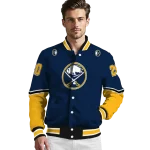customized buffalo sabres chevron style navy blue varsity jacket best selling