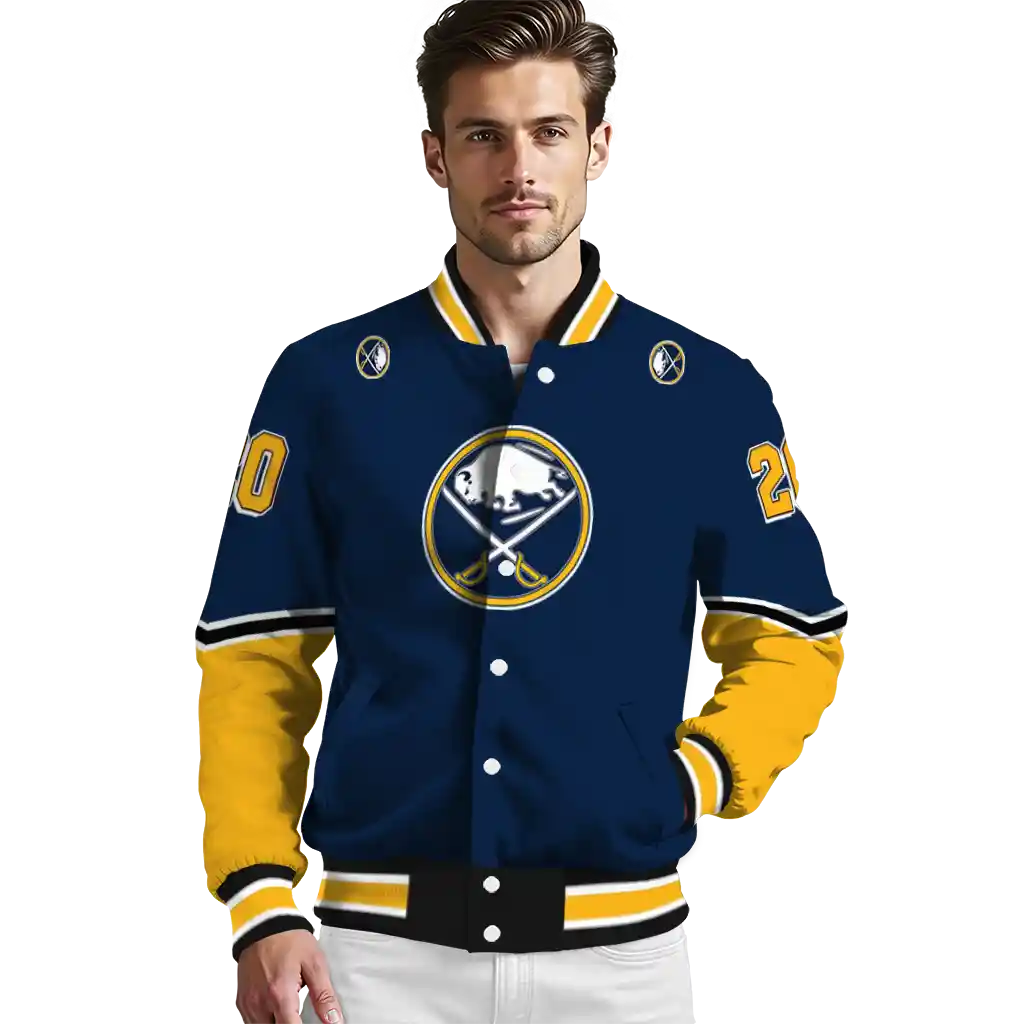customized buffalo sabres chevron style navy blue varsity jacket high quality customized buffalo sabres chevron style navy blue varsity jacket high quality