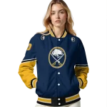 customized buffalo sabres chevron style navy blue varsity jacket best selling