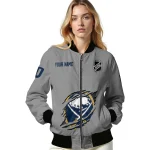 customized buffalo sabres claw streak grey bomber jacket best selling