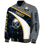 customized buffalo sabres electric flash navy blue varsity jacket best selling