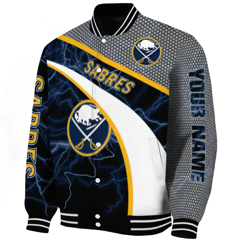 customized buffalo sabres electric flash navy blue varsity jacket best selling customized buffalo sabres electric flash navy blue varsity jacket best selling