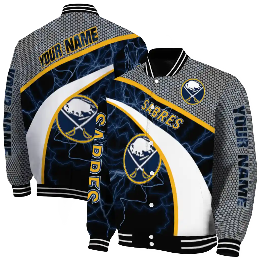customized buffalo sabres electric flash navy blue varsity jacket fashion forward customized buffalo sabres electric flash navy blue varsity jacket fashion forward