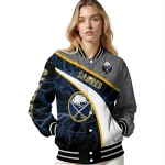 customized buffalo sabres electric flash navy blue varsity jacket best selling