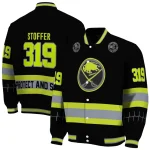 customized buffalo sabres heartbeat accent black green varsity jacket best selling