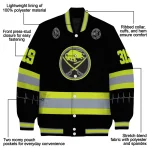 customized buffalo sabres heartbeat accent black green varsity jacket best selling