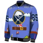 customized buffalo sabres mario blocks blue black varsity jacket best selling