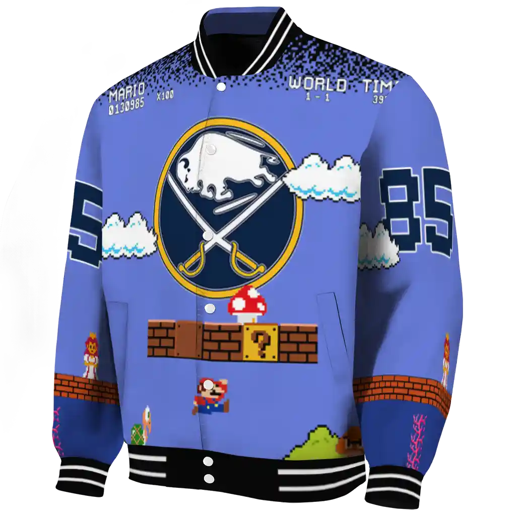 customized buffalo sabres mario blocks blue black varsity jacket best selling customized buffalo sabres mario blocks blue black varsity jacket best selling