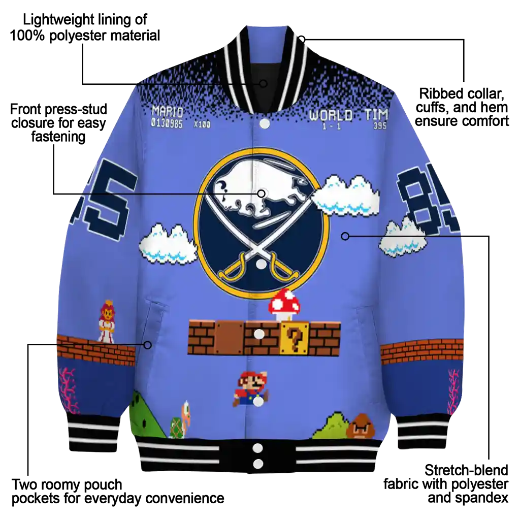 customized buffalo sabres mario blocks blue black varsity jacket new arrival customized buffalo sabres mario blocks blue black varsity jacket new arrival
