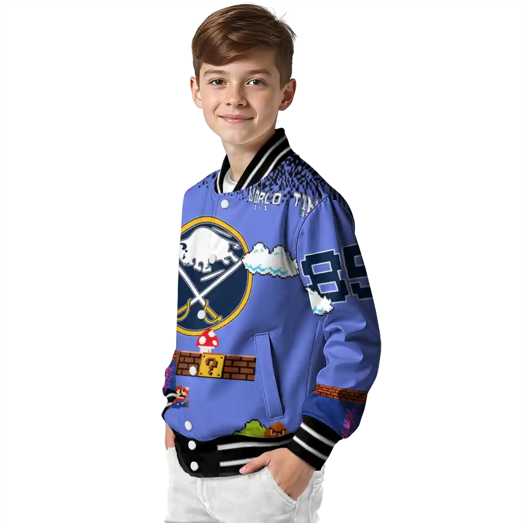 customized buffalo sabres mario blocks blue black varsity jacket trendy customized buffalo sabres mario blocks blue black varsity jacket trendy