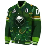customized buffalo sabres shamrock vortex green varsity jacket best selling