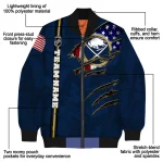 customized buffalo sabres usa flag rips navy blue bomber jacket best selling