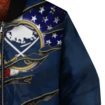 customized buffalo sabres usa flag rips navy blue bomber jacket best selling