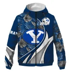 customized byu cougars blossoms helmet blue windbreaker jacket best selling