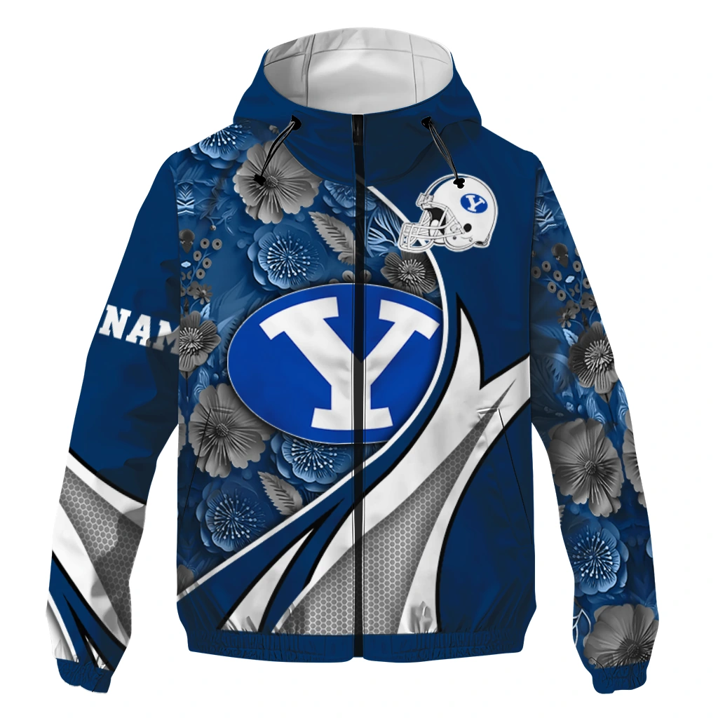 customized byu cougars blossoms helmet blue windbreaker jacket best selling customized byu cougars blossoms helmet blue windbreaker jacket best selling