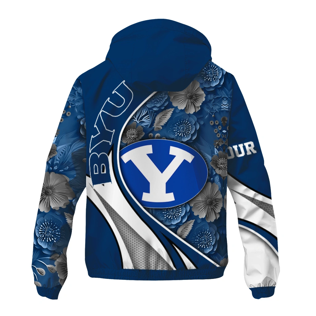 customized byu cougars blossoms helmet blue windbreaker jacket fashion forward customized byu cougars blossoms helmet blue windbreaker jacket fashion forward