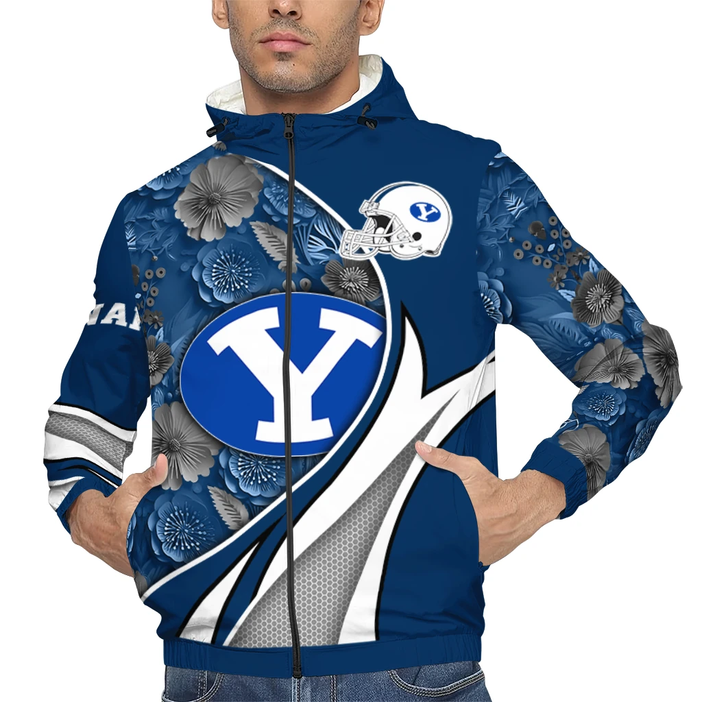 customized byu cougars blossoms helmet blue windbreaker jacket top rated customized byu cougars blossoms helmet blue windbreaker jacket top rated