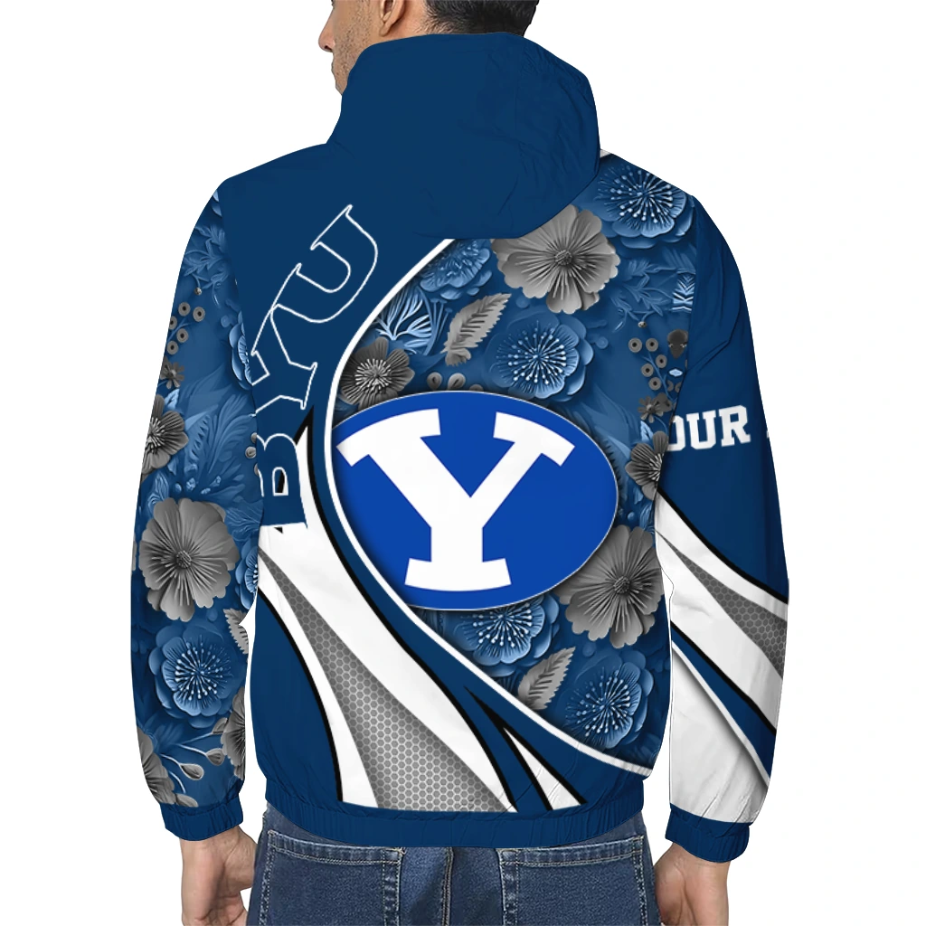 customized byu cougars blossoms helmet blue windbreaker jacket trendy customized byu cougars blossoms helmet blue windbreaker jacket trendy