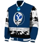 customized byu cougars circle skull blue black varsity jacket best selling