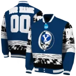 customized byu cougars circle skull blue black varsity jacket best selling