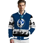 customized byu cougars circle skull blue black varsity jacket best selling