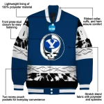 customized byu cougars circle skull blue black varsity jacket best selling