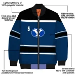 customized byu cougars stripe statement blue black bomber jacket best selling