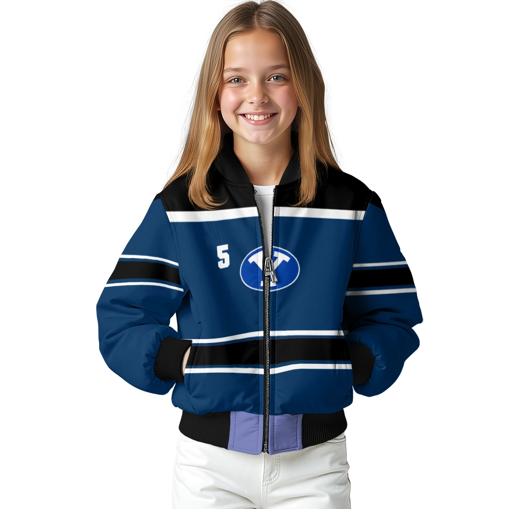 customized byu cougars stripe statement blue black bomber jacket top rated customized byu cougars stripe statement blue black bomber jacket top rated