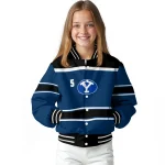 customized byu cougars stripe statement blue black varsity jacket best selling