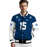 customized byu cougars team patch blue varsity jacket best selling