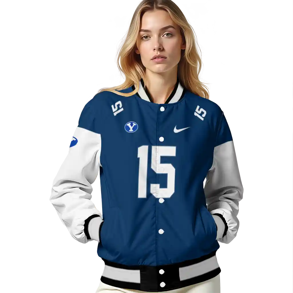 customized byu cougars team patch blue varsity jacket latest model customized byu cougars team patch blue varsity jacket latest model