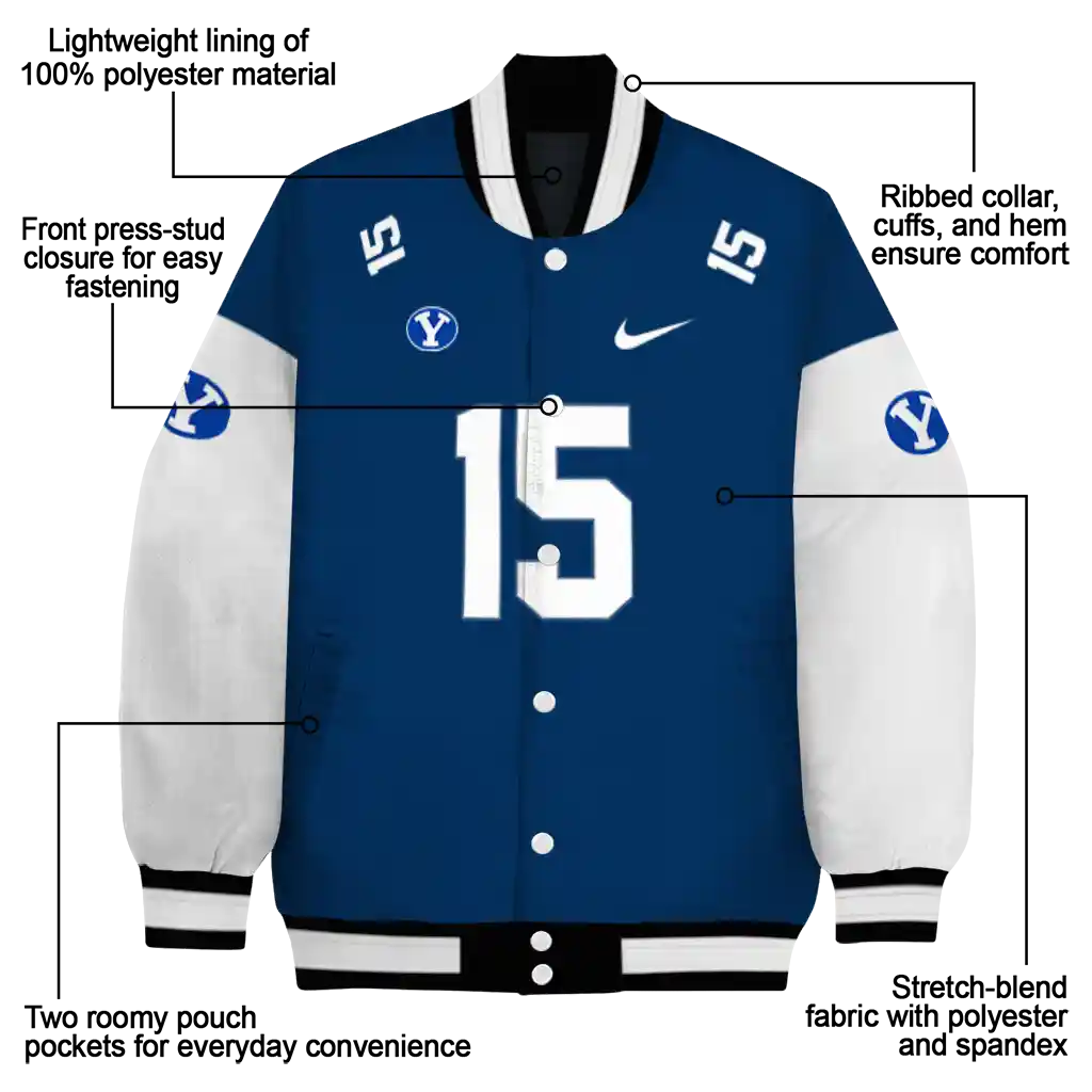 customized byu cougars team patch blue varsity jacket new arrival customized byu cougars team patch blue varsity jacket new arrival