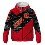 customized calgary flames arrow matrix red black windbreaker jacket best selling
