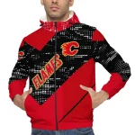 customized calgary flames arrow matrix red black windbreaker jacket best selling