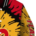 customized calgary flames burst splatter red varsity jacket best selling