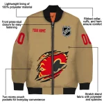 customized calgary flames claw burst beige bomber jacket best selling