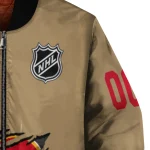 customized calgary flames claw burst beige bomber jacket best selling