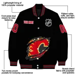 customized calgary flames claw cut black varsity jacket best selling