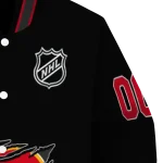 customized calgary flames claw cut black varsity jacket best selling