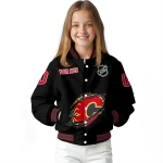 customized calgary flames claw cut black varsity jacket best selling