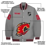 customized calgary flames claw streak grey varsity jacket best selling