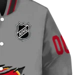 customized calgary flames claw streak grey varsity jacket best selling