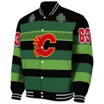 customized calgary flames clover green lines green black varsity jacket best selling