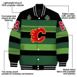 customized calgary flames clover green lines green black varsity jacket best selling