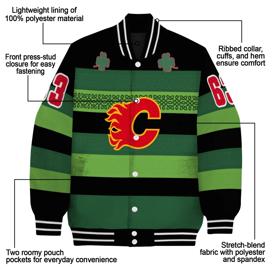 customized calgary flames clover green lines green black varsity jacket new arrival customized calgary flames clover green lines green black varsity jacket new arrival