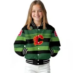 customized calgary flames clover green lines green black varsity jacket best selling