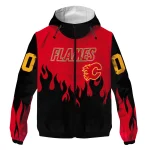 customized calgary flames flame trim red black windbreaker jacket best selling