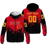 customized calgary flames flame trim red black windbreaker jacket best selling