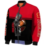 customized calgary flames groot football red black bomber jacket best selling
