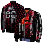 customized calgary flames star stripes red black bomber jacket best selling